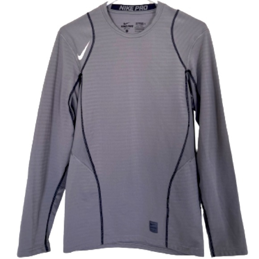 NIKE PRO DRI FIT RUNNING LONG SLEEVE LIGHT GREY SIZE S